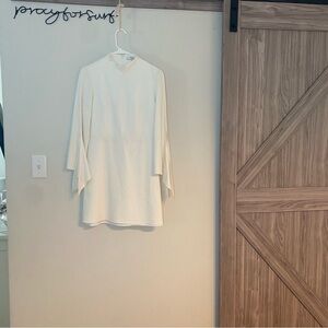 Tibi Ivory Slit Long Sleeve Dress